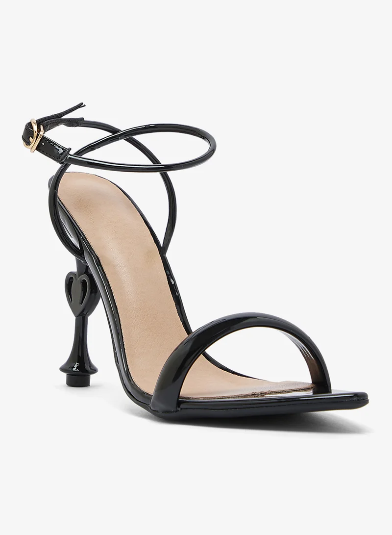 Ginger Shiny Statement Heel Detail Sandals